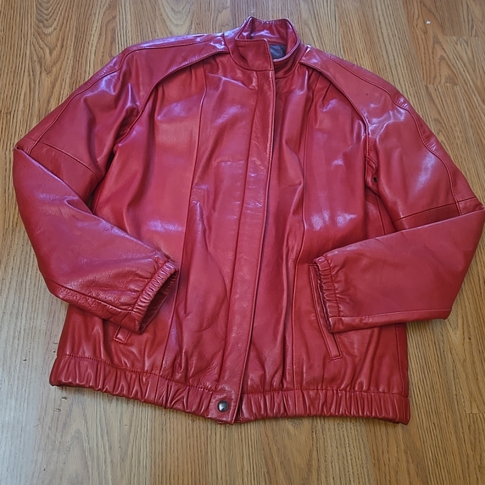 Vintage Remy Leather Women Jacket Size 6 Red
